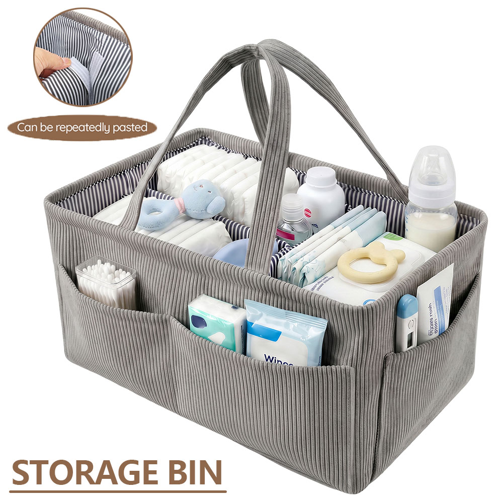 Baby Nursery Organization Ideas - Baby Windel-Organizer Faltbarer Cord-Aufbewahrungskorb mit Mehrfachtaschen