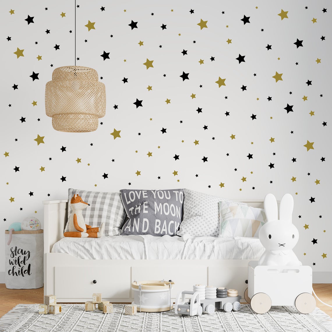 Baby Nursery Wall Decals - Cartoon 65Pcs Stern Wand Aufkleber Baby