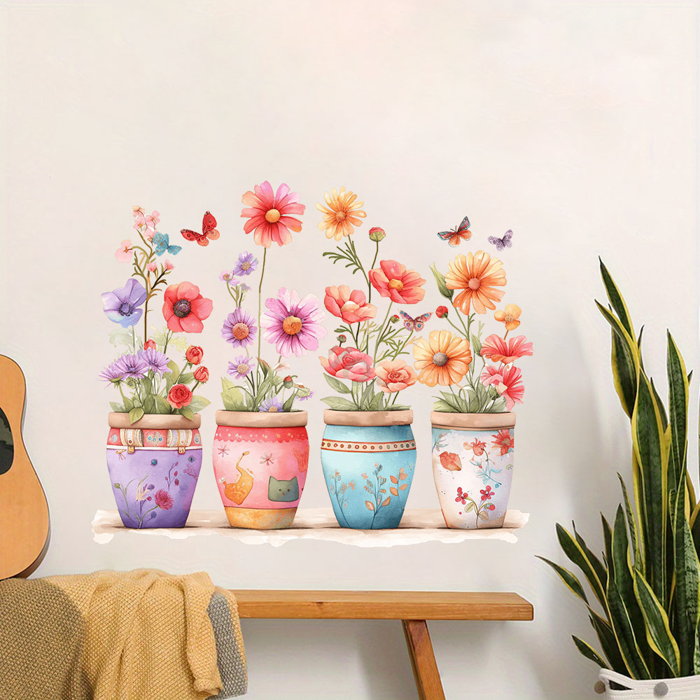 Baby Nursery Vase - Aquarell skurrile Blumentopf Wandaufkleber Schlafzimmer Spielzimmer