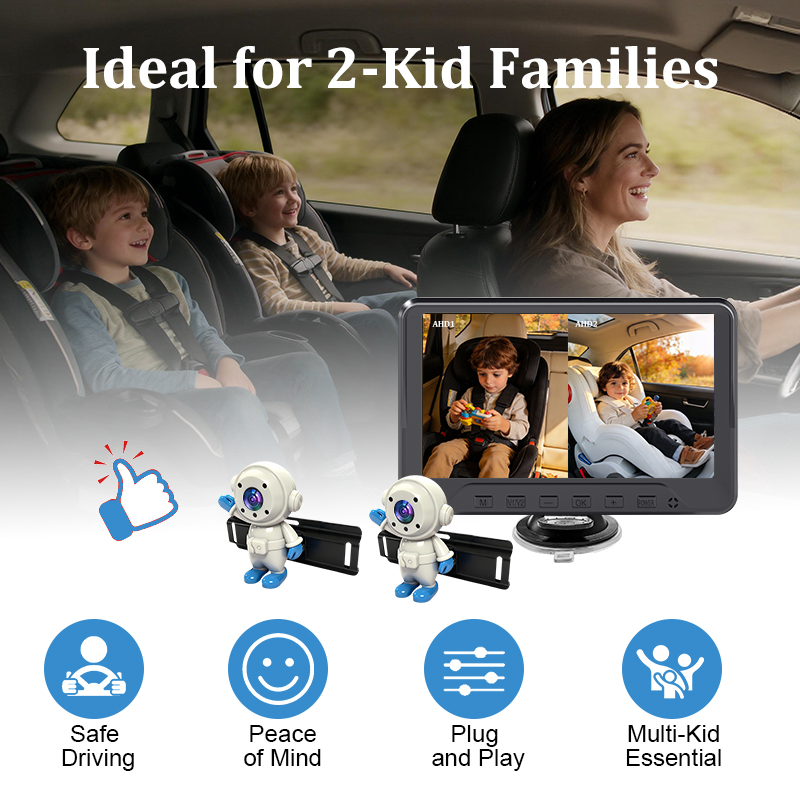 Baby Monitor Split Screen - Plug & Play Baby-Autokamera für 2
