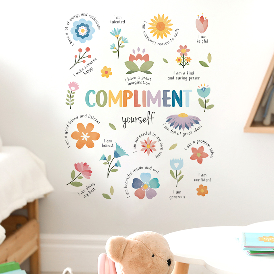 Baby Nursery Quotes Wall Art - Englische bunte inspirierende Zitate Aquarell Wandaufkleber
