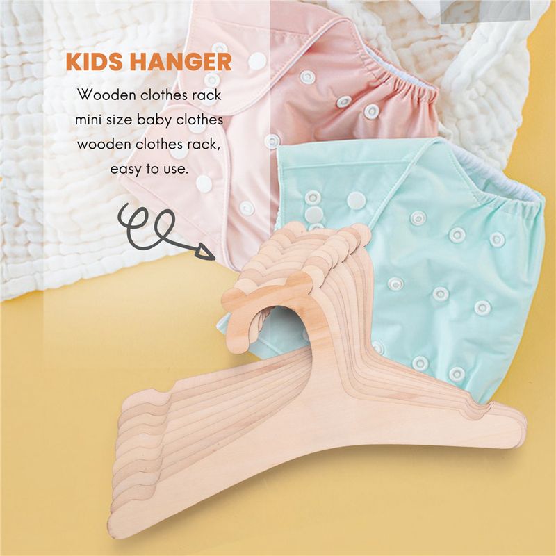 Baby Nursery Hangers - A04G-10 Stück Holzkleiderbügel für Babykleidung, natürlicher