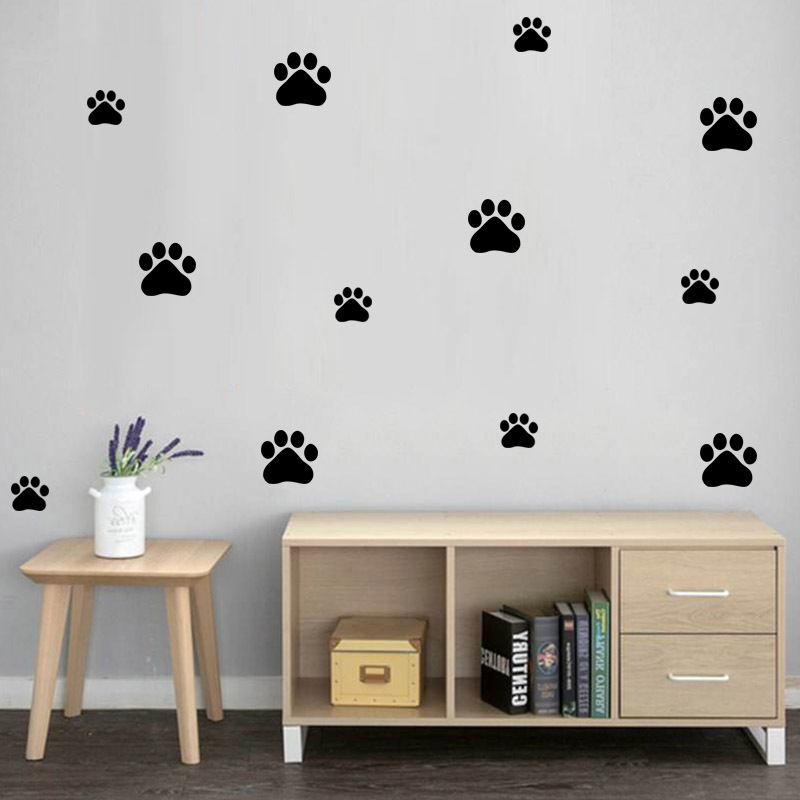 Baby Nursery Wall Decals - Cartoon Hund Katze Walking Pfote Drucken
