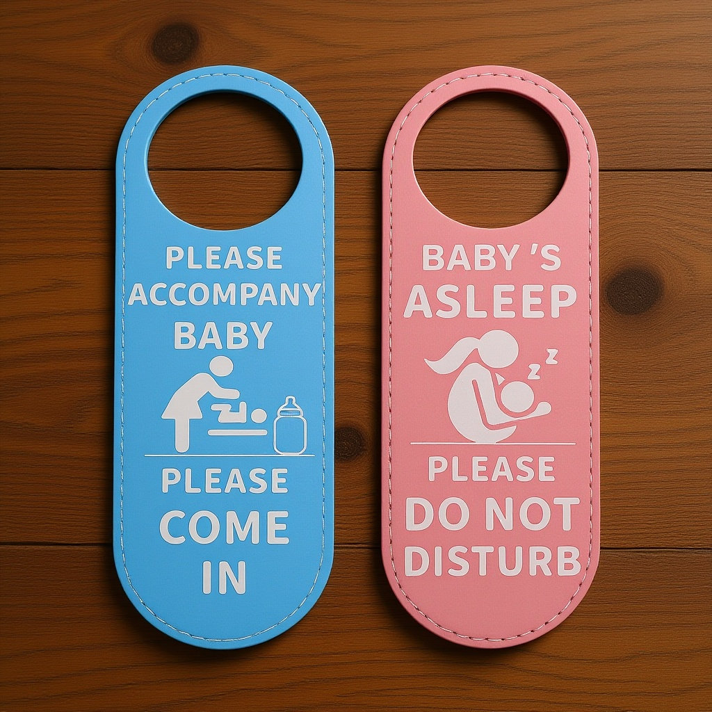 Baby Nursery Hangers - 2er-Set Babyzimmer-Türschild, doppelseitig, blau-pink, aus PU,