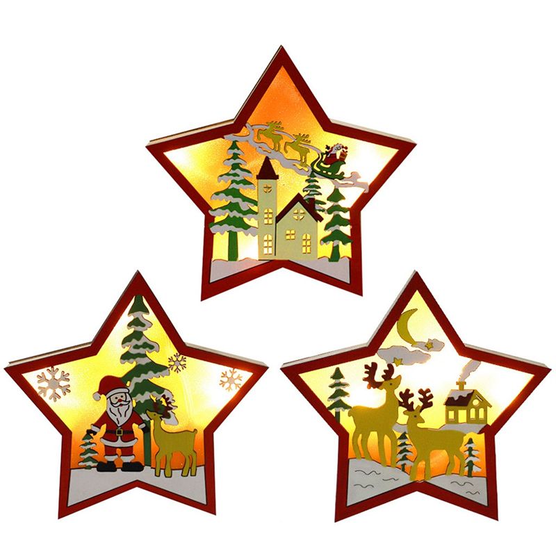 Baby Nursery Wall Lights - AA05 3-teiliges LED-Holzstern-Nachtlicht, Kinderzimmerbeleuchtung, Wanddekoration für