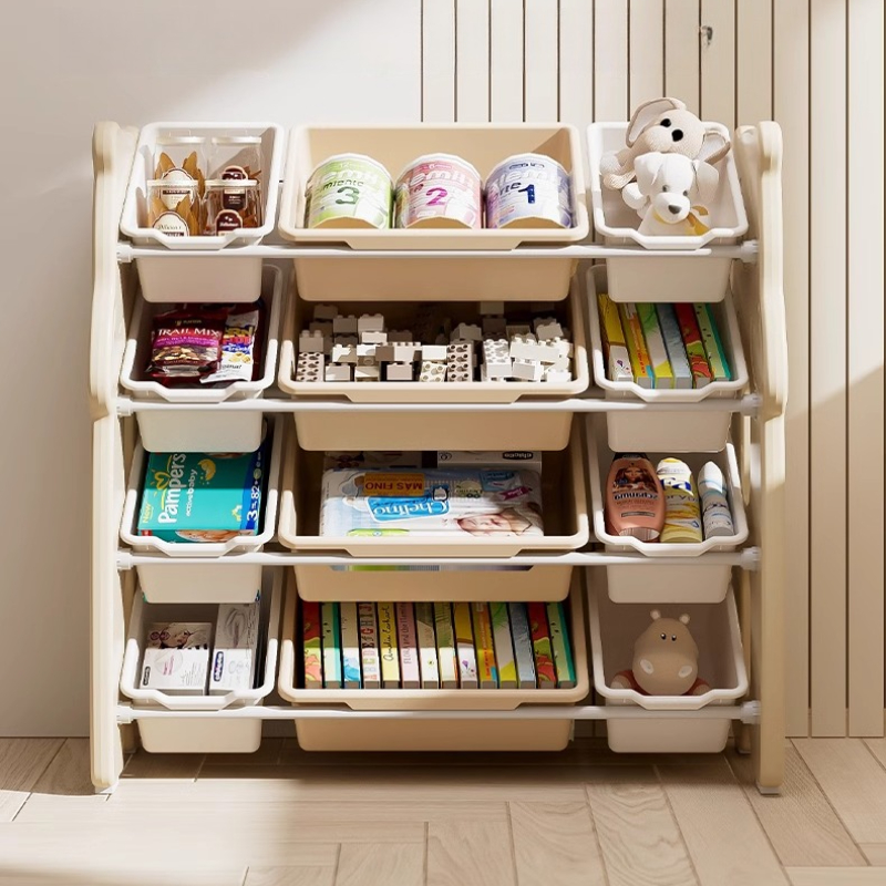 Baby Nursery Organization Ideas - Bodenstehender Kinderspielzeug-Organizer, mehrstöckiger Spielzimmer-Aufbewahrungsschrank für Babyspielzeug,