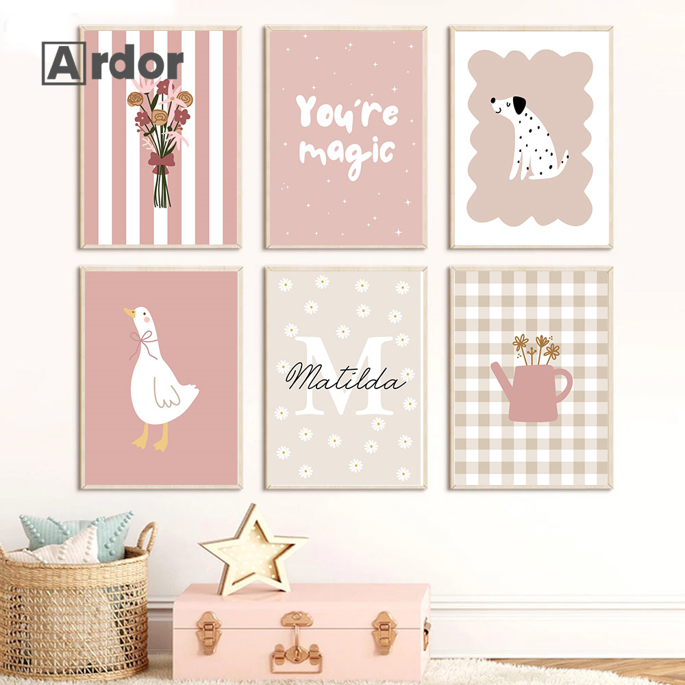 Baby Nursery Vase - Personalisierter Name Wildblumen Kinderzimmer Vase Ente