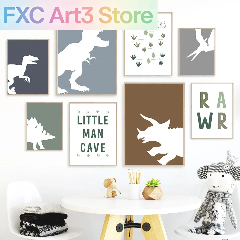 Baby Nursery Quotes Wall Art - Rahmenlose Jurassic-Dinosaurier-Wandkunst mit Zitaten von Tyrannosaurus