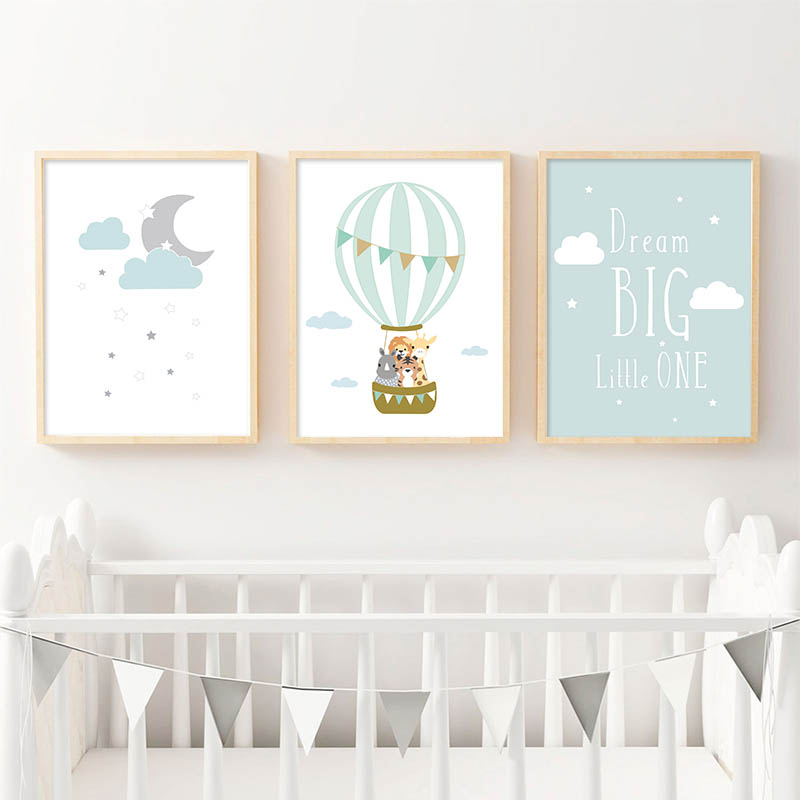 Baby Nursery Quotes Wall Art - Ballon-Mond Kinderzimmer Poster Wandkunst Leinwanddruck Traum
