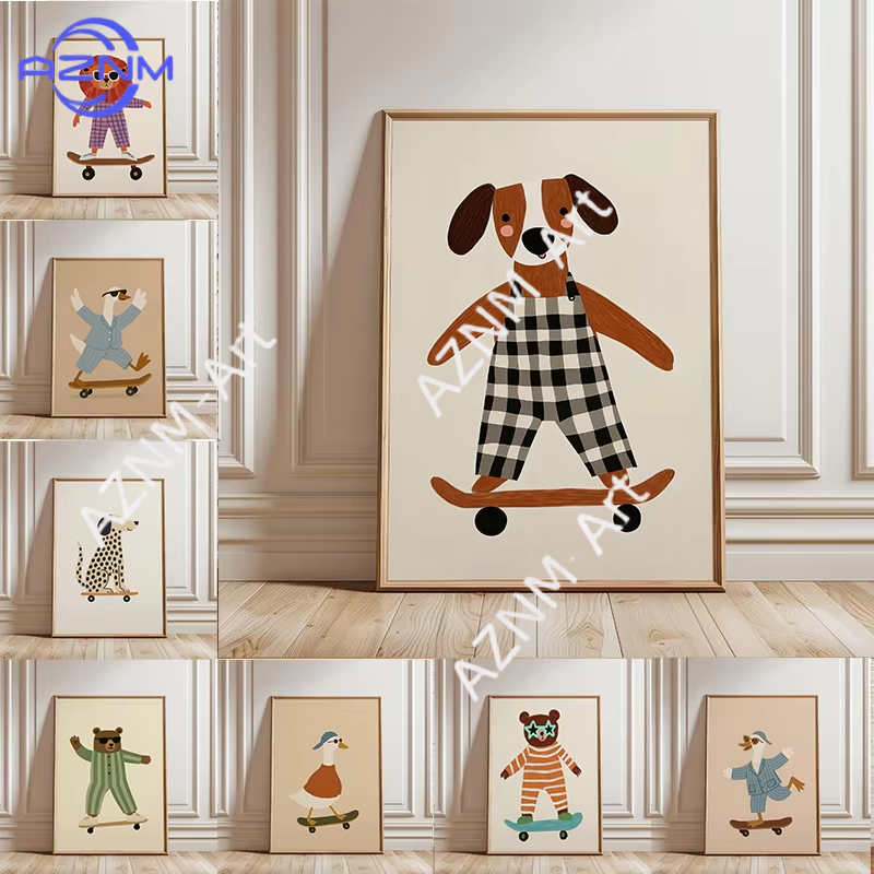 Baby Nursery Things - 1 Stück Lustiges Tier-Skateboard-Poster Trendige Gans