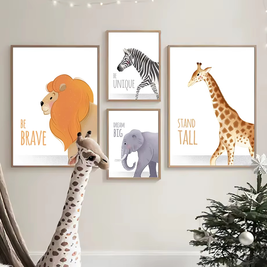 Baby Nursery Quotes Wall Art - Inspirierende Zitate, Kinderzimmer-Wandkunst, Wandbild, Elefant, Giraffe,