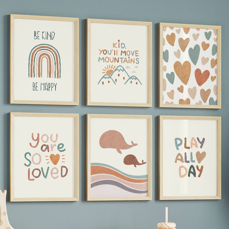 Baby Nursery Quotes Wall Art - Cartoon Ozean Wal Regenbogen Herz Poster