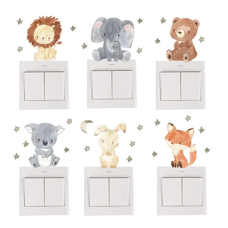 Baby Nursery Wall Decals - 1/2/4/6set Cartoon-Tiere Wandaufkleber für Kinderzimmer Babyzimmer