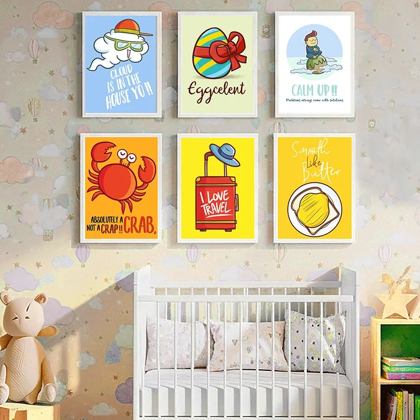 Baby Nursery Quotes Wall Art - Niedliche Lustige Cartoon-Zitate Kinderzimmer Wandkunst Leinwanddrucke