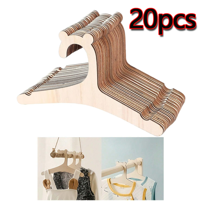 Baby Nursery Hangers - 5/10/20/50 Stück Baby-Kleiderbügel Niedlicher Bär Holz-Kinderkleiderbügel