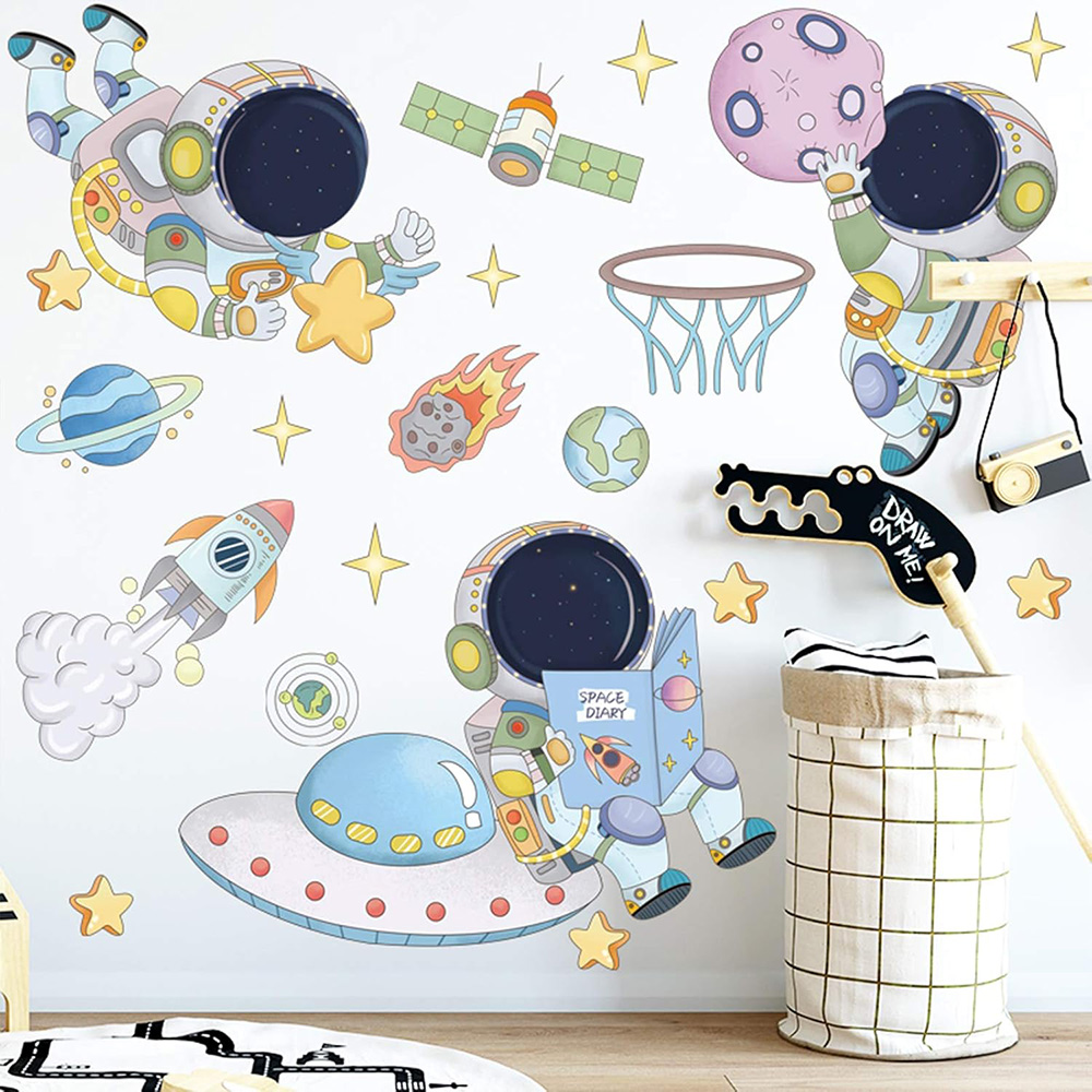 Baby Nursery Wall Decals - Astronaut Planet Weltraum Wandaufkleber Kinderzimmer Spielzimmer
