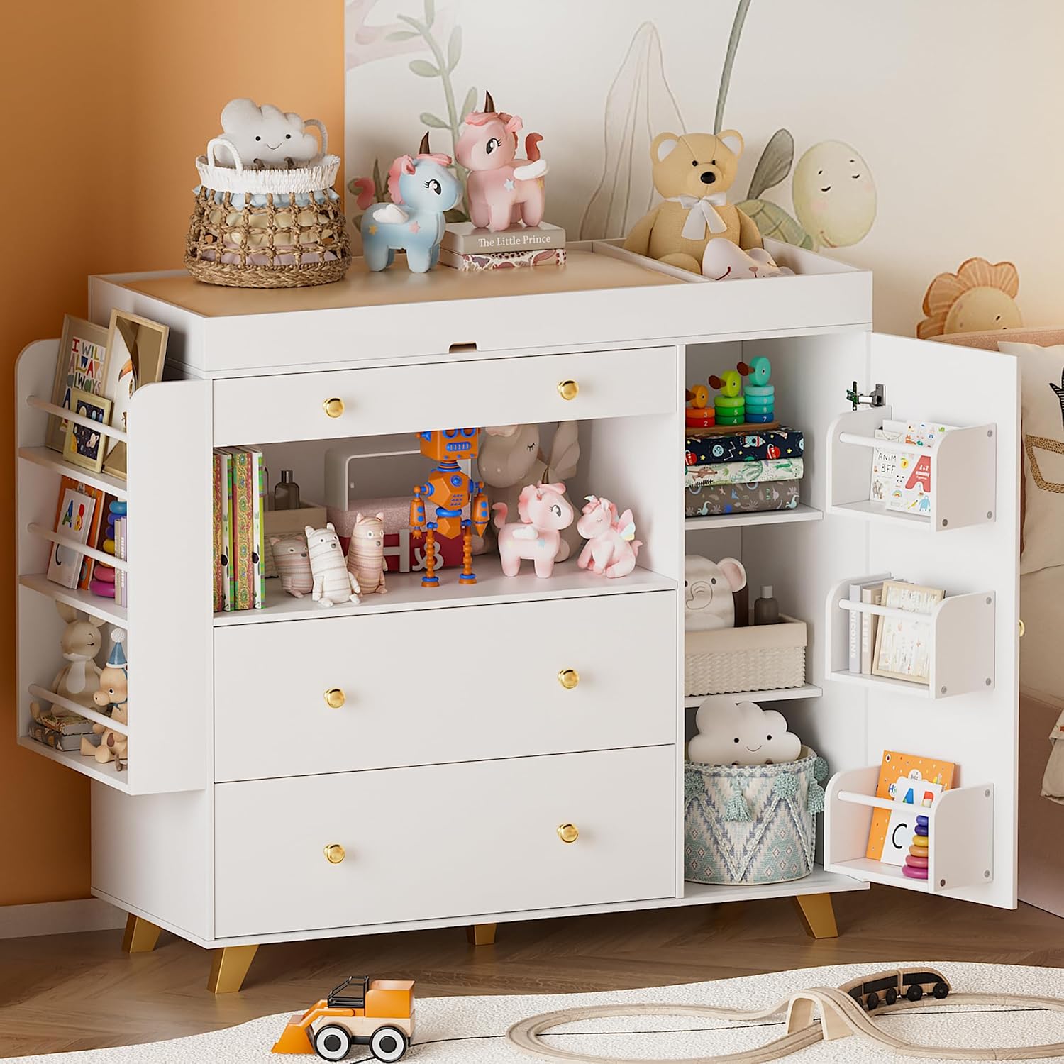 Kinderzimmer-Kommode mit Wicke – Baby Nursery Dresser Changing Table Bewertung und Preis