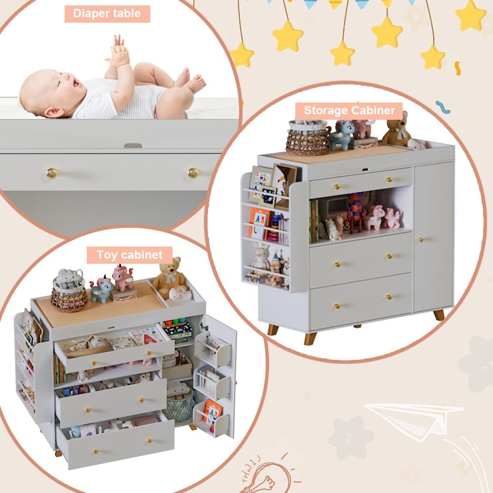 Kinderzimmer-Kommode mit Wicke – Baby Nursery Dresser Changing Table Bewertung und Preis