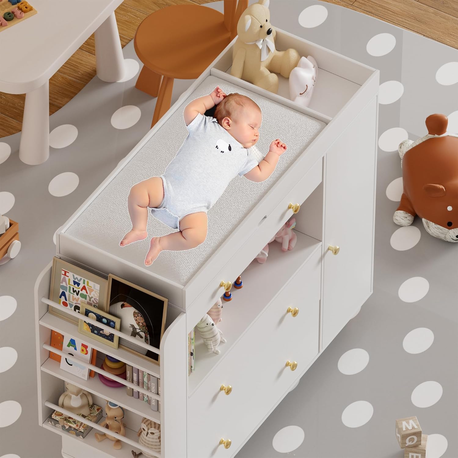 Kinderzimmer-Kommode mit Wicke – Baby Nursery Dresser Changing Table Bewertung und Preis