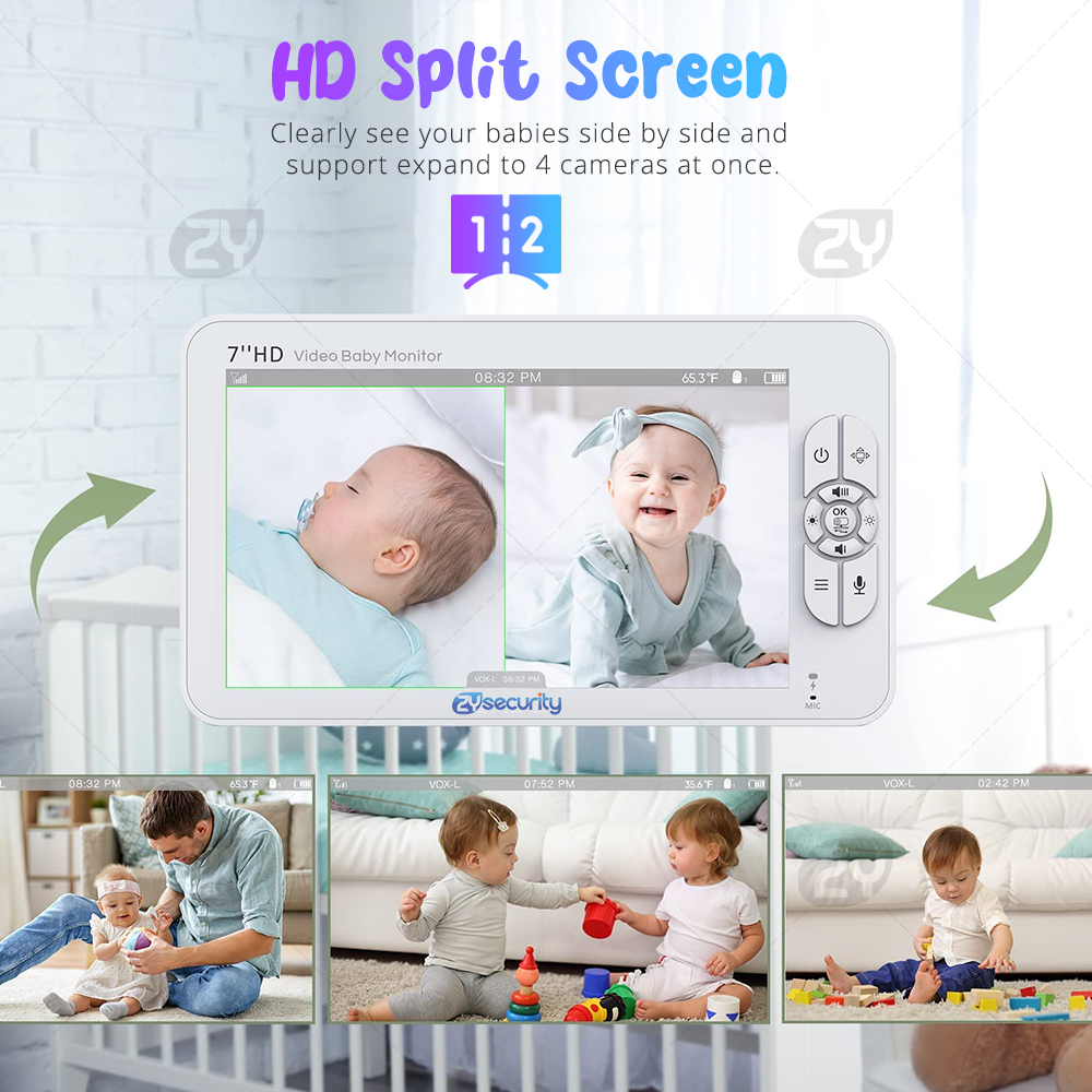7,0-Zoll-Video-Babyphone, HD-S – Baby Monitor Split Screen Bewertung und Preis