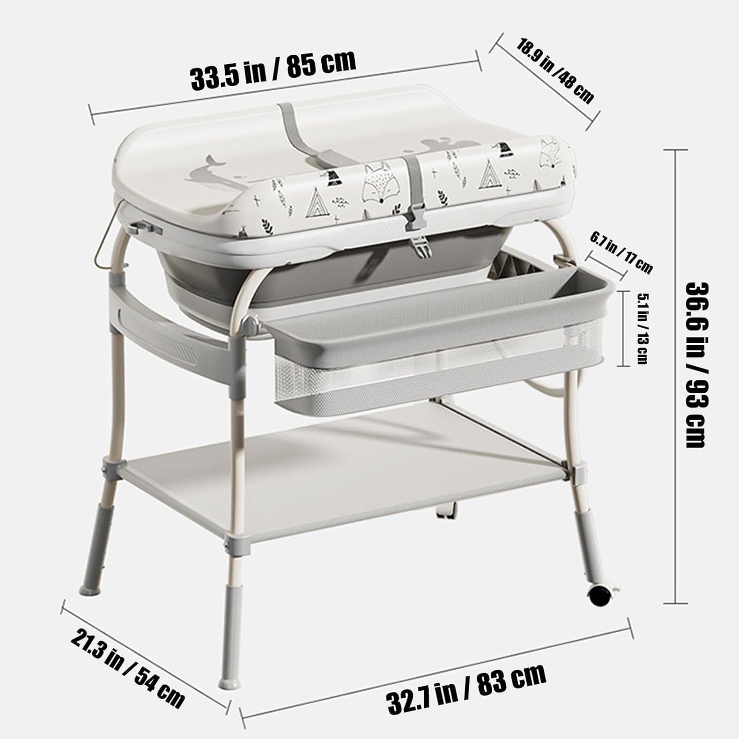 2-in-1-Wickeltisch mit Badewan – Baby Nursery Dresser Changing Table Bewertung und Preis