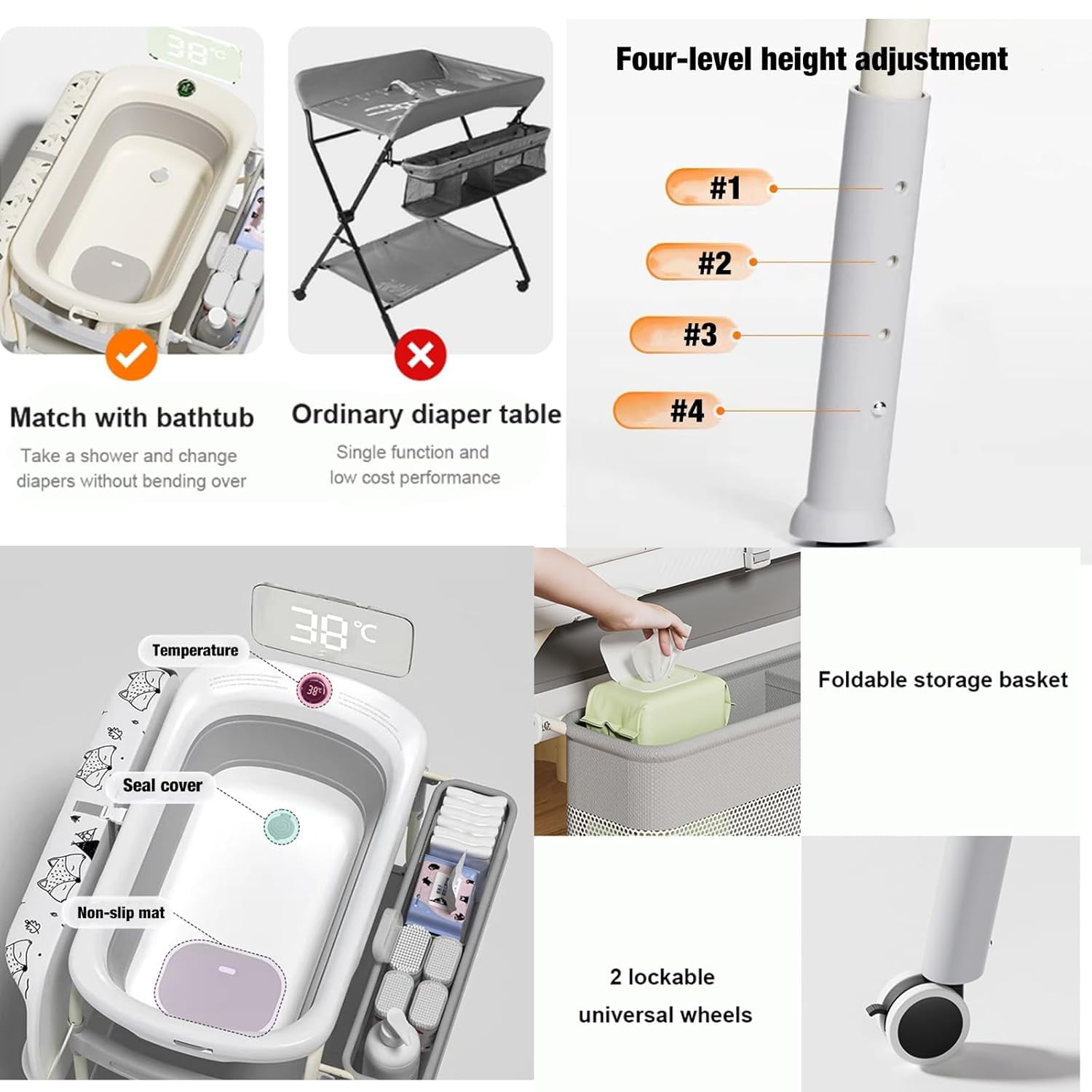 2-in-1-Wickeltisch mit Badewan – Baby Nursery Dresser Changing Table Bewertung und Preis