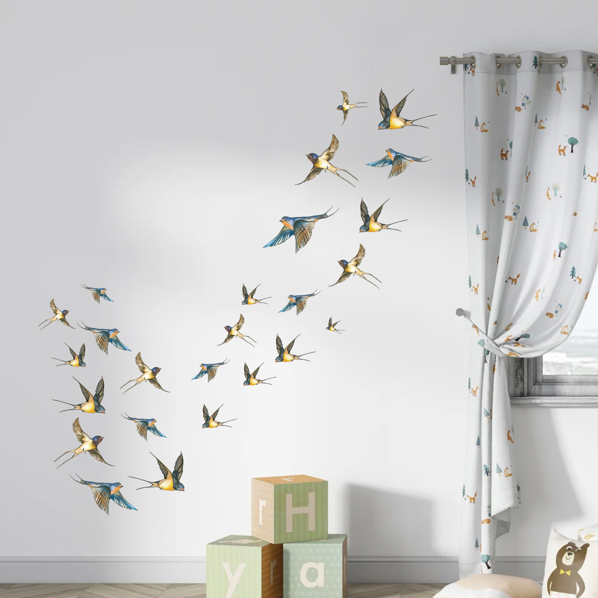 4pcs Aquarell mehrfarbige Voge – Baby Nursery Wall Decals Bewertung und Preis