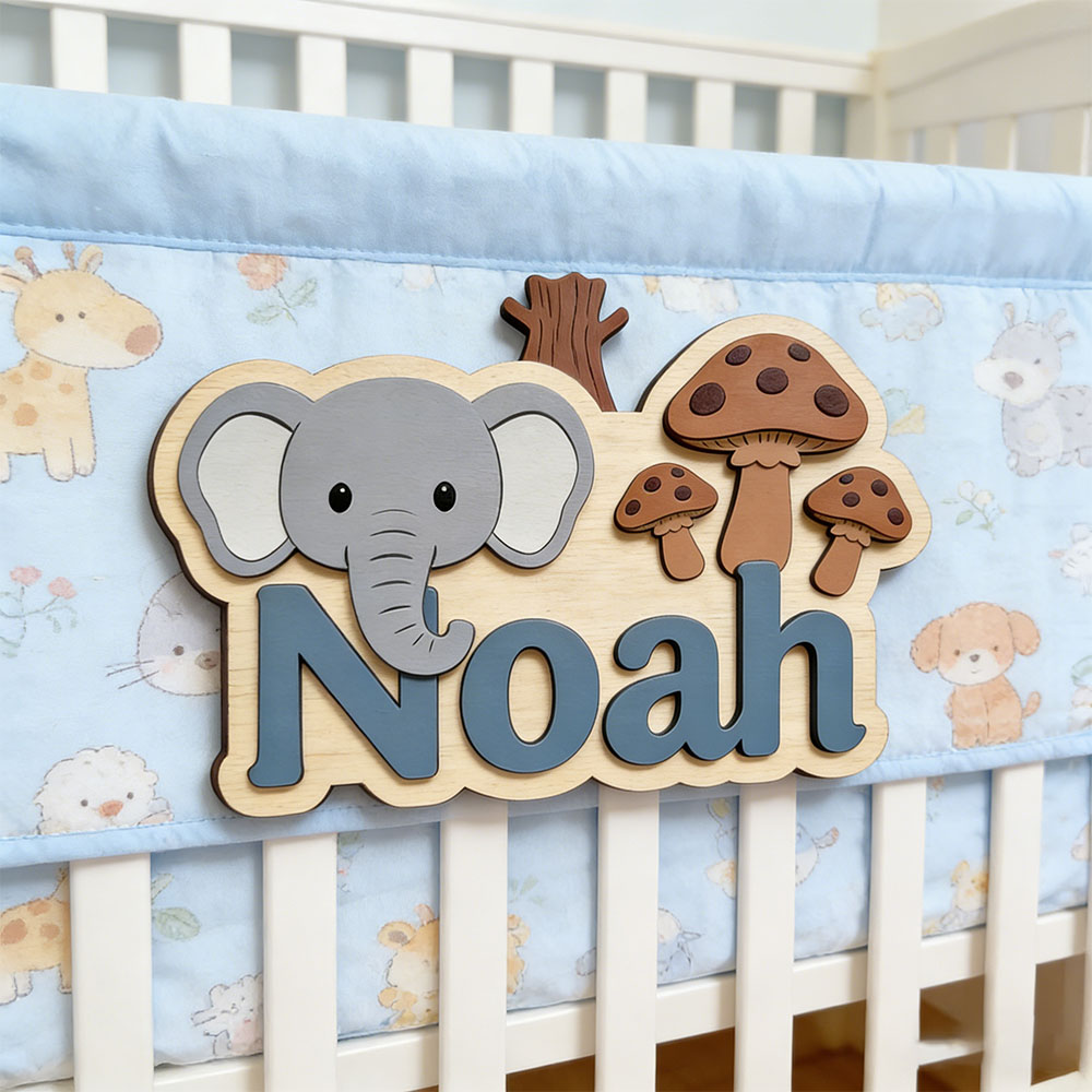 Anpassbare Cartoon-Elefanten-  – Baby Nursery Elephant Theme Bewertung und Preis