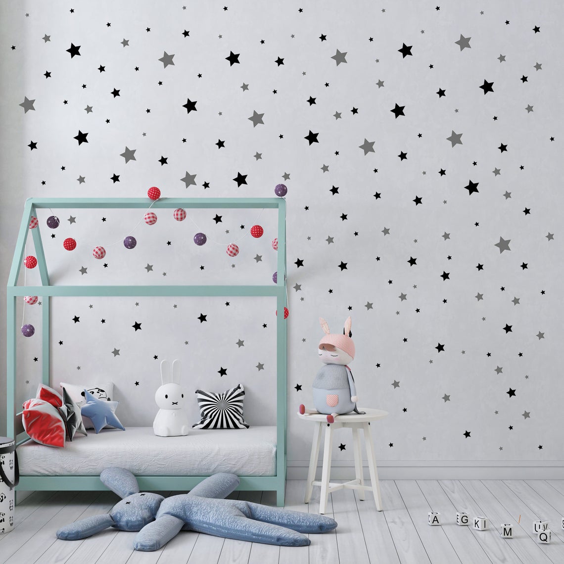 Cartoon 65Pcs Stern Wand Aufkl – Baby Nursery Wall Decals Bewertung und Preis