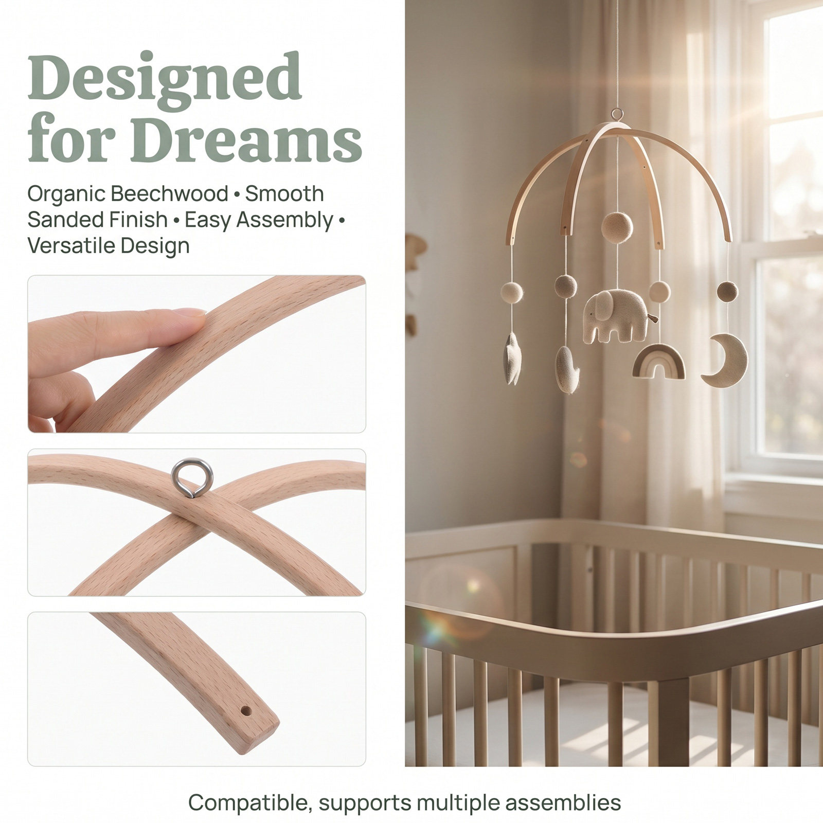 Bambus-Holz-Mobilrahmen, Kinde – Baby Nursery Hangers Bewertung und Preis