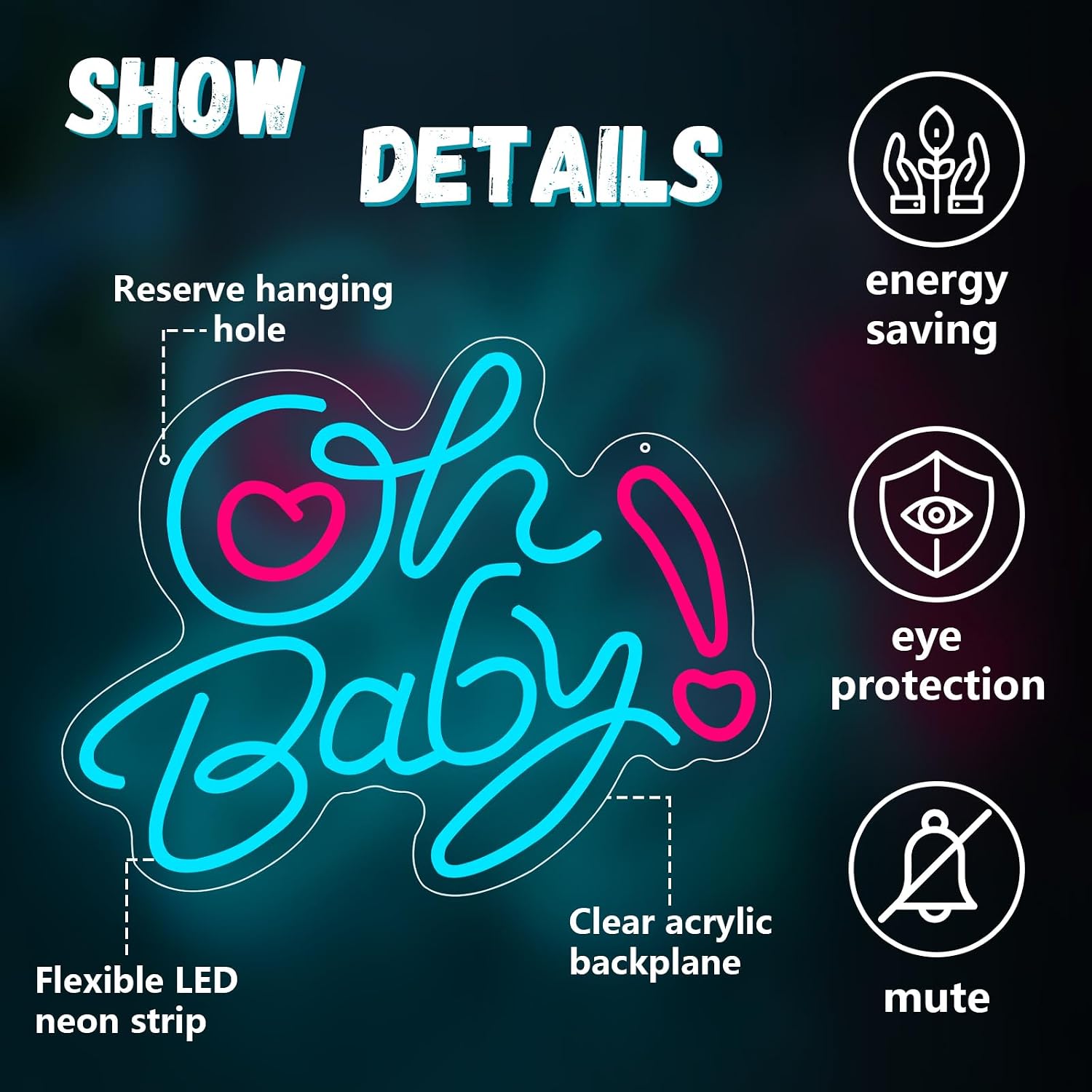 Oh Baby Herz LED-Neonschild US – Baby Nursery Wall Lights Bewertung und Preis