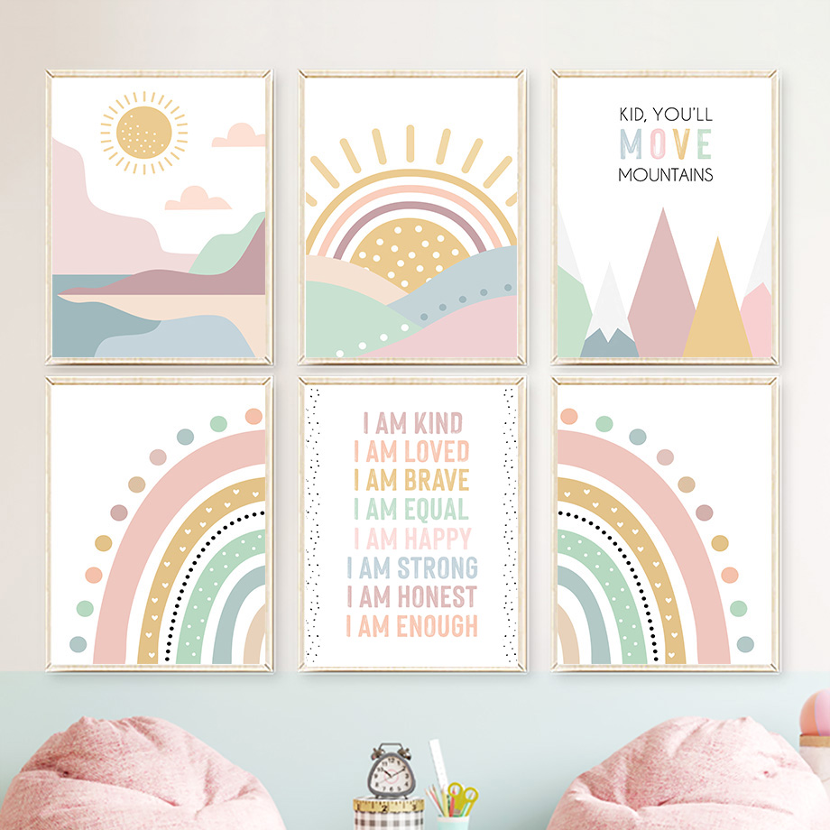 Pink Mountain Sun Rainbow Quot – Baby Nursery Quotes Wall Art Bewertung und Preis