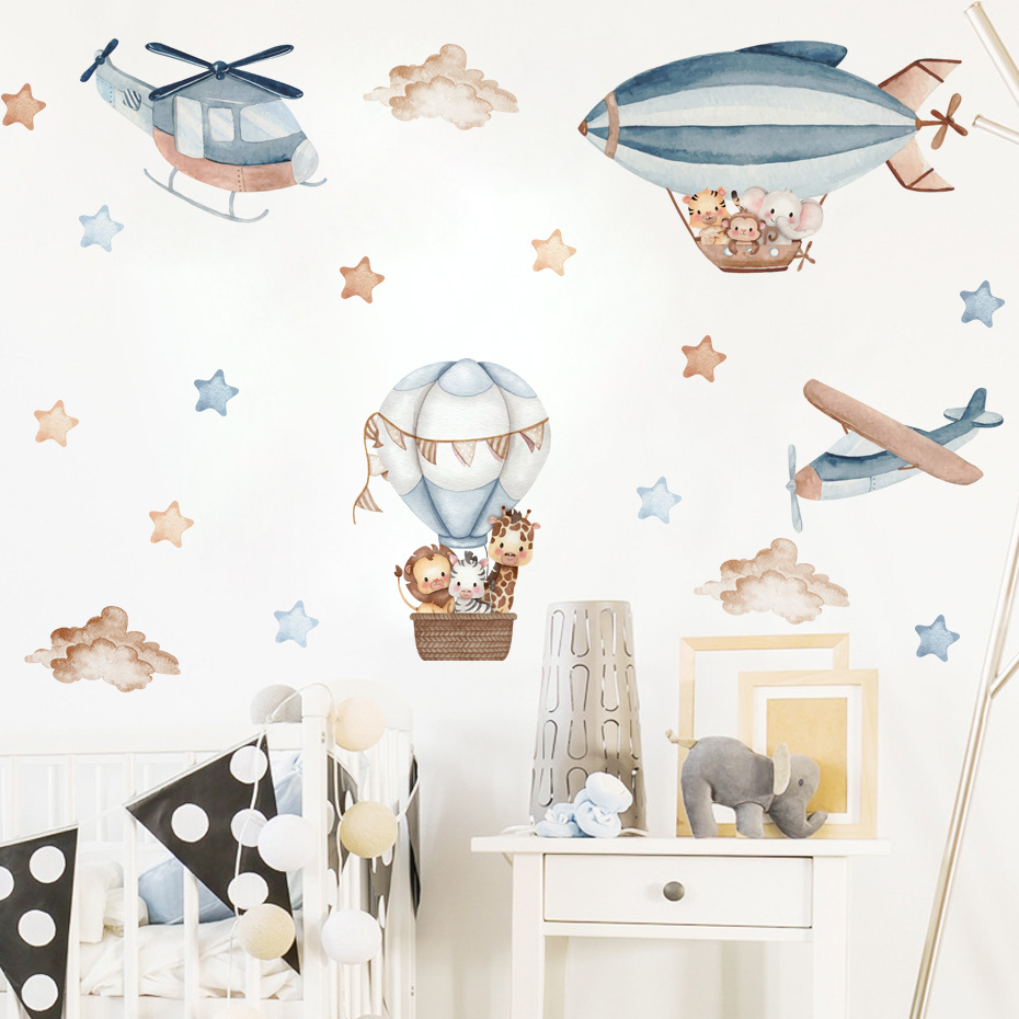 Aquarell Tiere Heißluftballon  – Baby Nursery Labels Bewertung und Preis