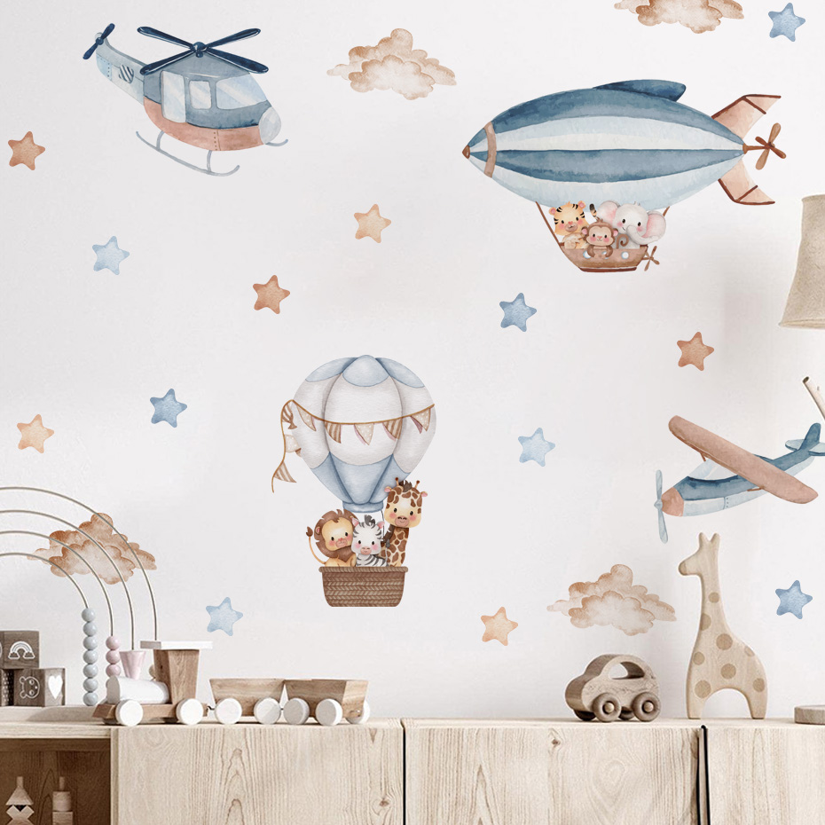Aquarell Tiere Heißluftballon  – Baby Nursery Labels Bewertung und Preis