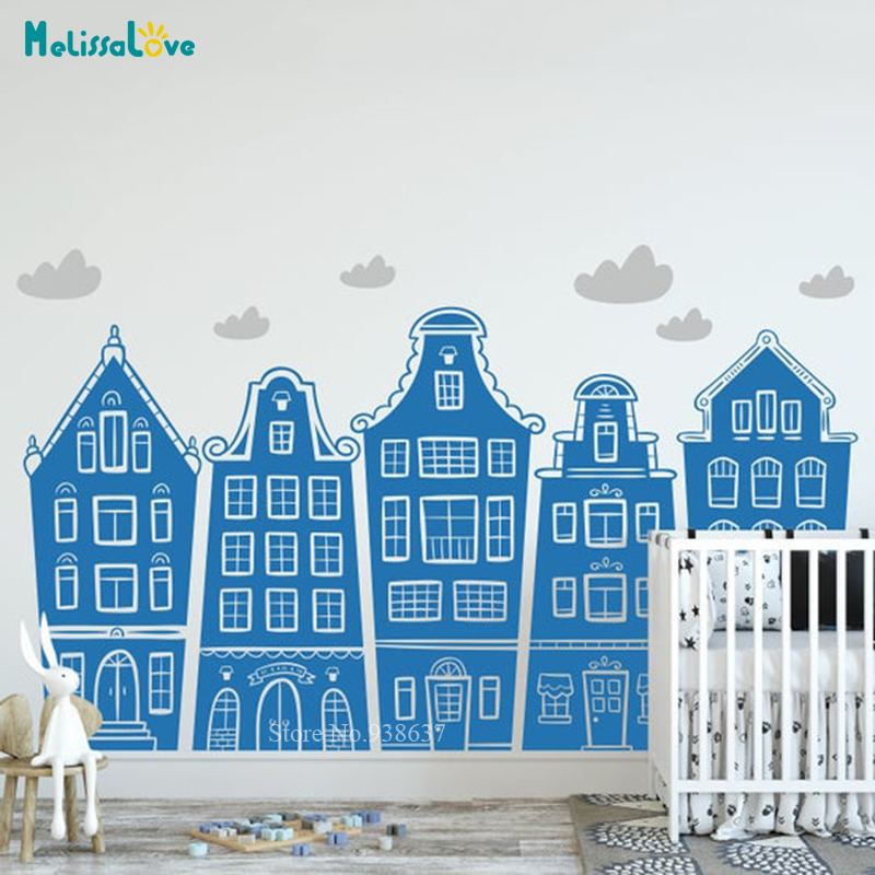 Skandinavischen Häuser & Wolke – Baby Nursery Wall Decals Bewertung und Preis