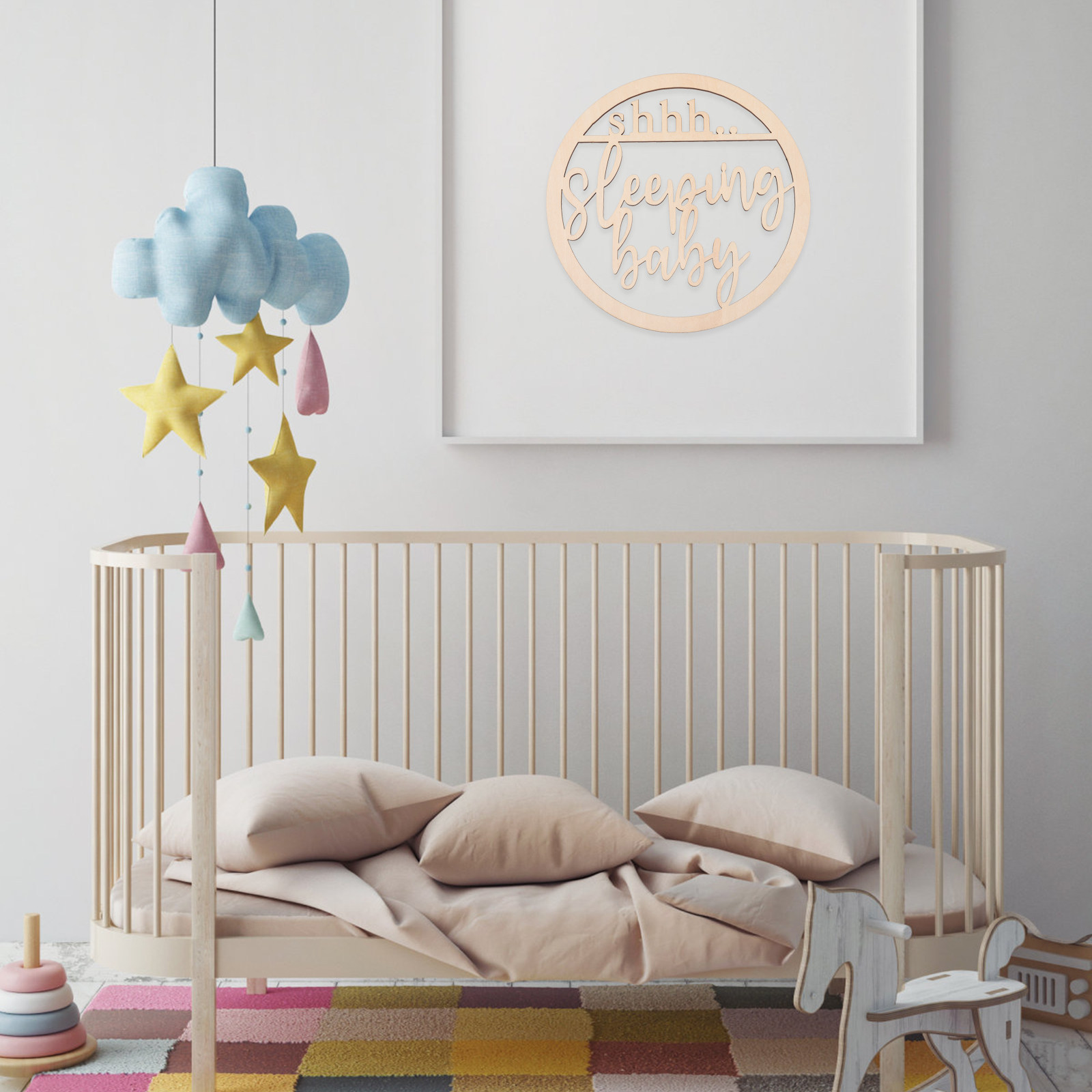 Hohles Holz-Baby-Schlafenschil – Baby Nursery Hangers Bewertung und Preis