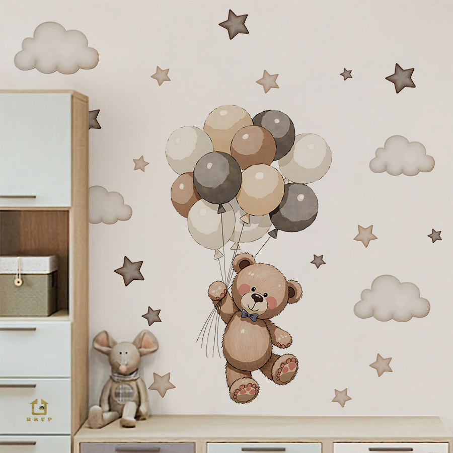 Entzückende Teddybär-Wandaufkl – Baby Nursery Labels Bewertung und Preis