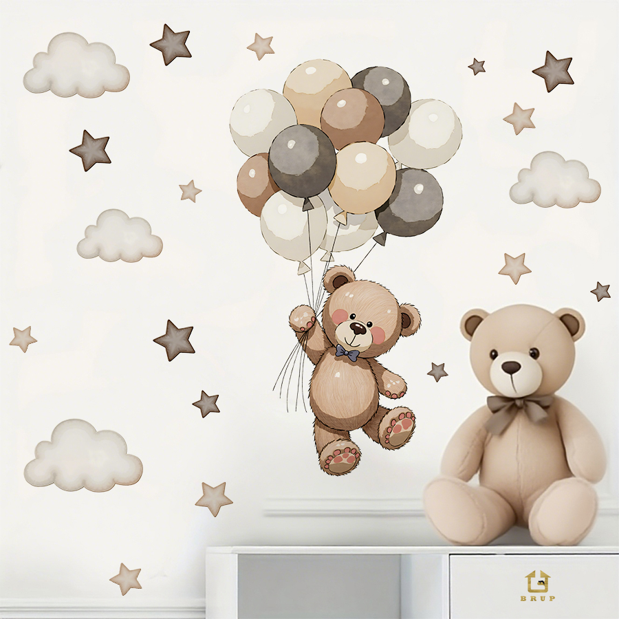 Entzückende Teddybär-Wandaufkl – Baby Nursery Labels Bewertung und Preis
