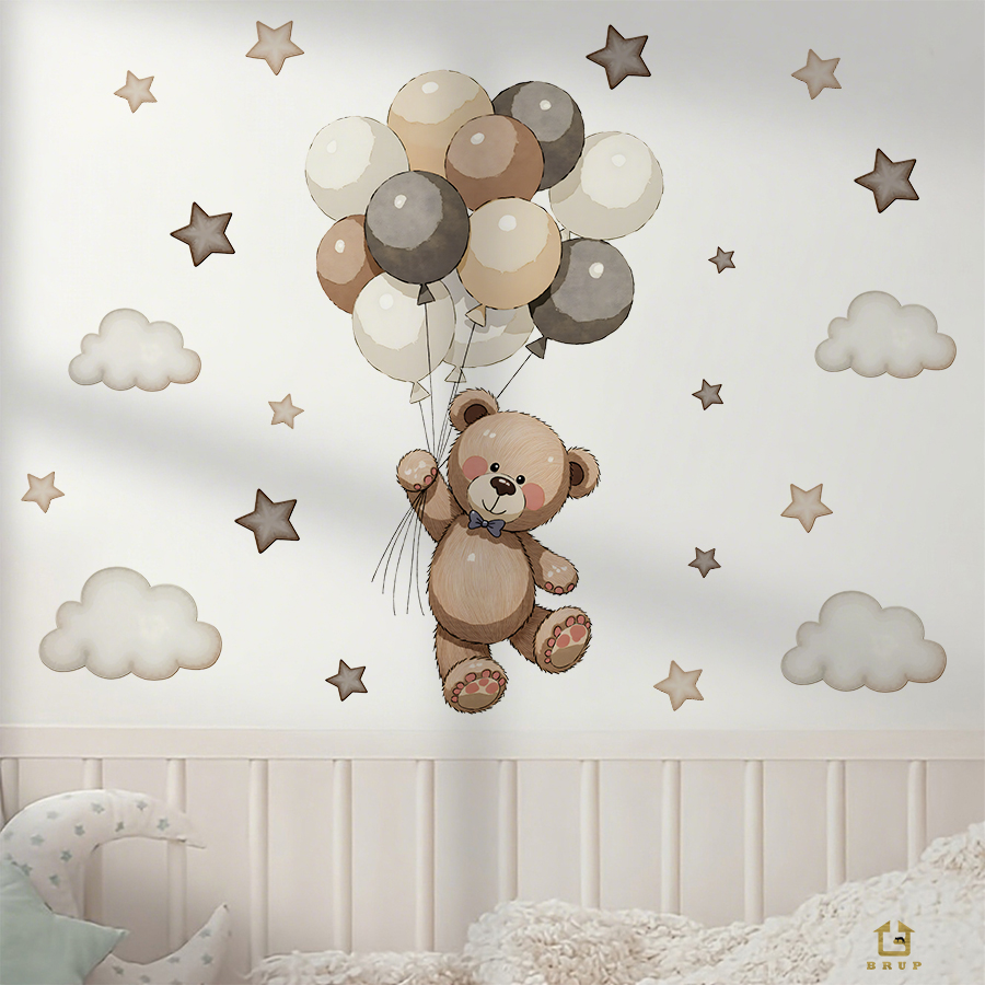 Entzückende Teddybär-Wandaufkl – Baby Nursery Labels Bewertung und Preis