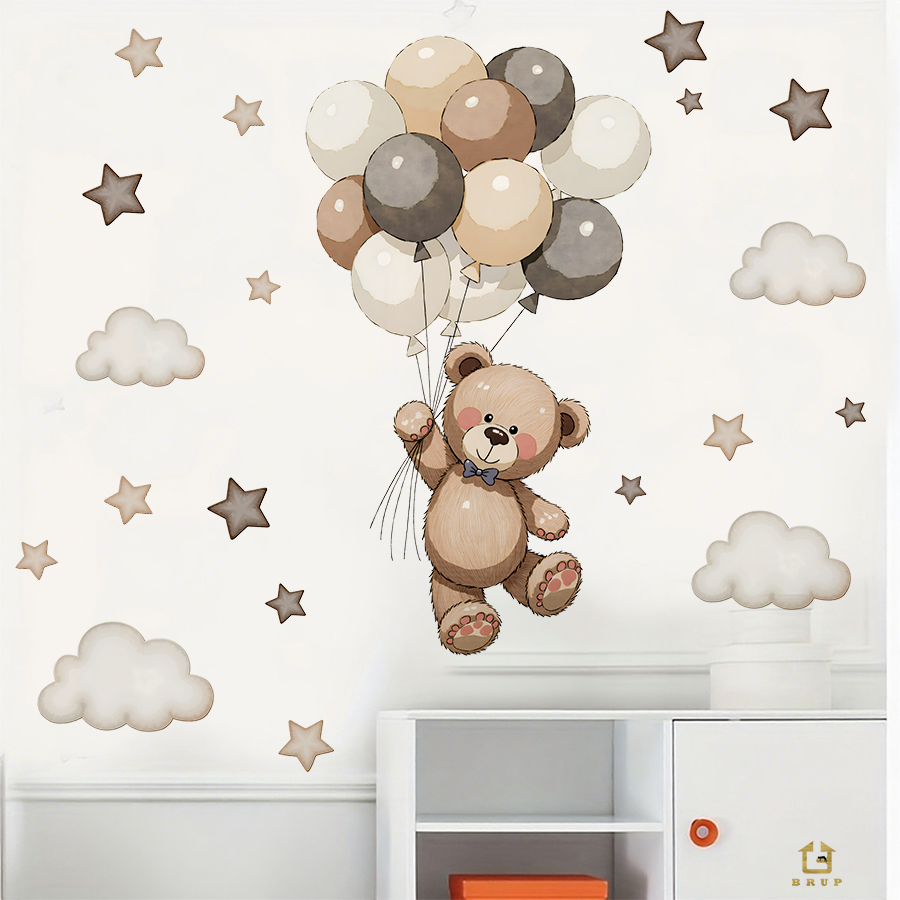 Entzückende Teddybär-Wandaufkl – Baby Nursery Labels Bewertung und Preis