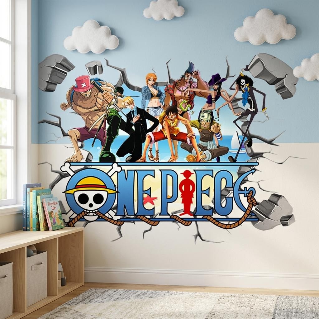 Cartoon One Piece Luffy 3D-Wan – Baby Nursery Wall Decals Bewertung und Preis