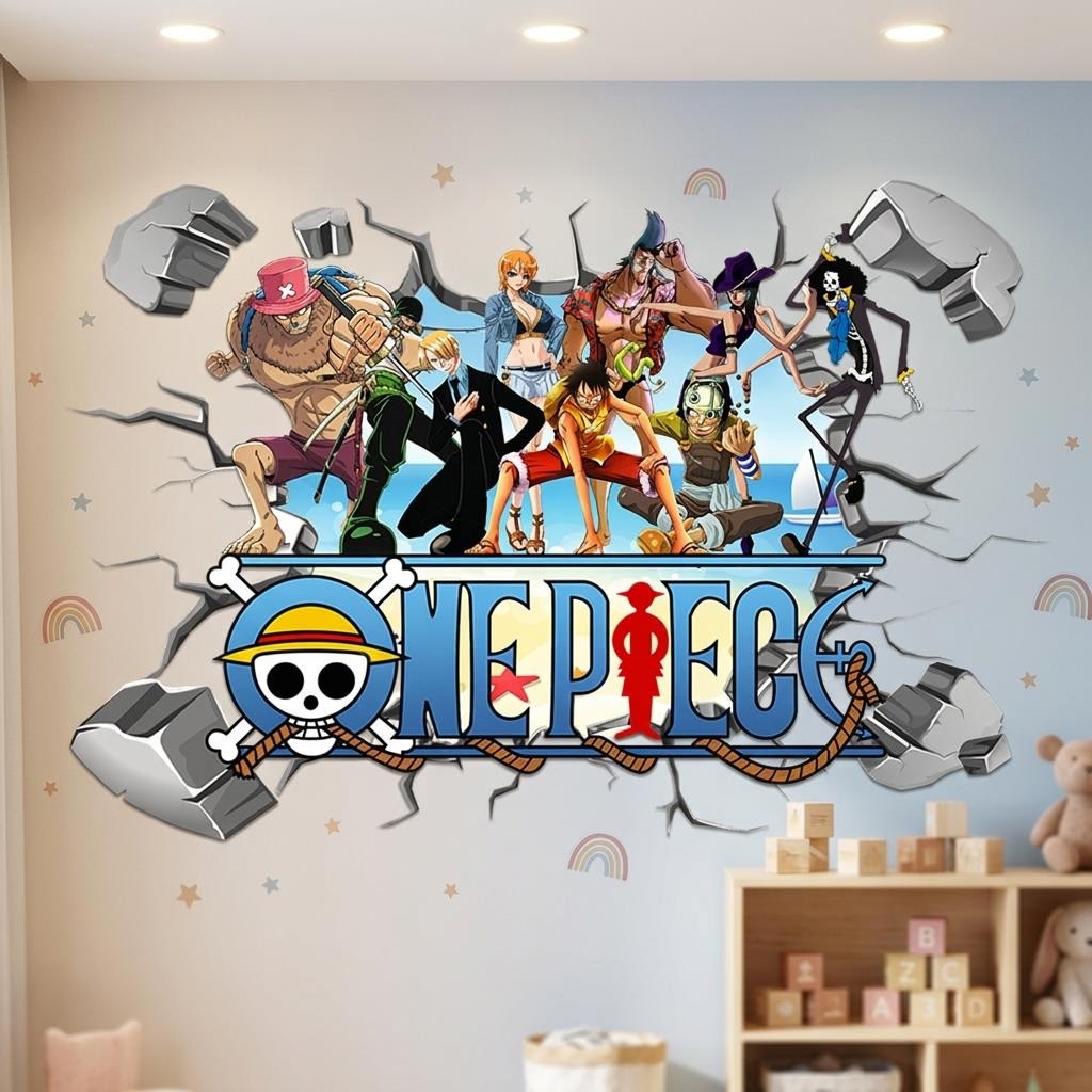 Cartoon One Piece Luffy 3D-Wan – Baby Nursery Wall Decals Bewertung und Preis