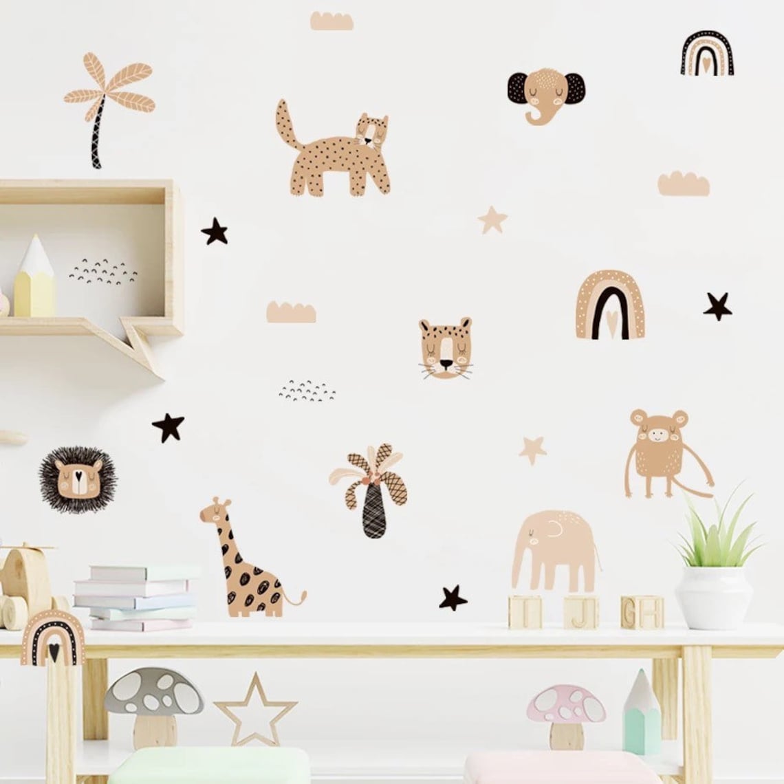Boho Cartoon Regenbogen Stern  – Baby Nursery Labels Bewertung und Preis